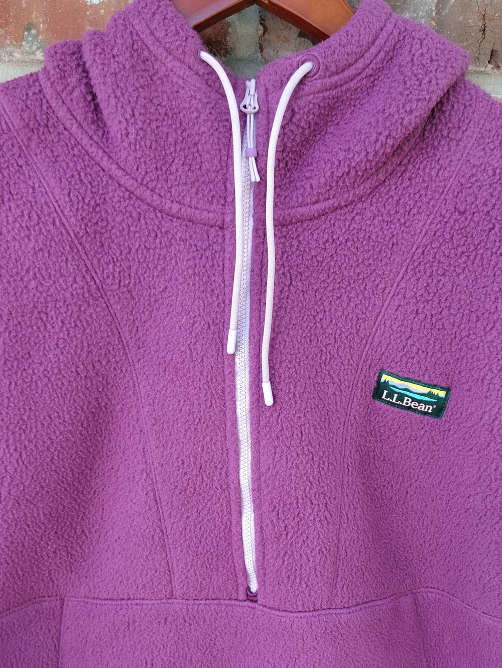LL Bean Katahdin Fleece Half Zip Pullover Hoodie Size M Petite Outdoor Granola - Picture 4 of 14